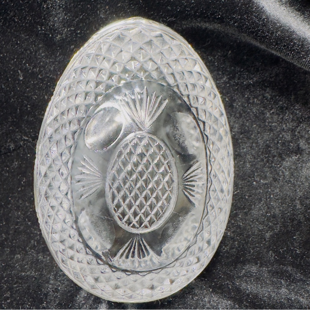 Vintage Avon clear Glass Diamond Point Pineapple Design Trinket Dish 3x4.5